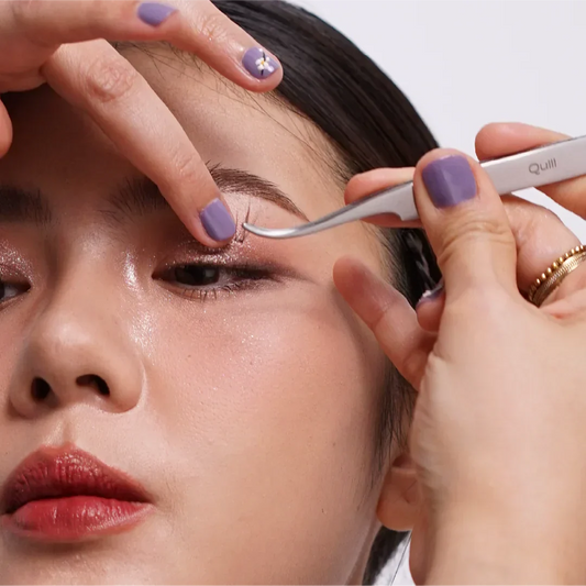 pemasangan bulu mata (extension Fx) menggunakan produk quil tweezer RD